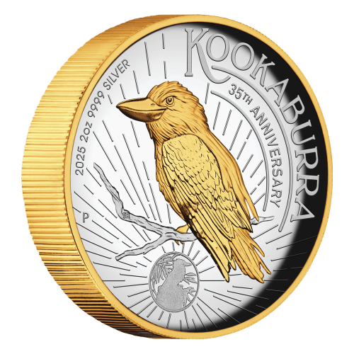 2 oz 2025 Australian Kookaburra High Relief Gilded Silver Coin | Perth Mint