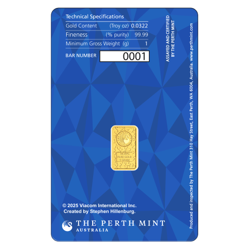 1 gram 2025 Spongebob Squarepants Gold Bar | Perth Mint