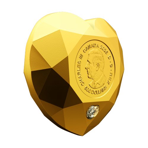 2025 Ideal Cut Heart Shaped Diamond Heart Shaped Gold Coin | Royal Canadian Mint