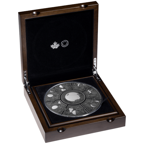 Set of 8 x 2025 Moon Phases Black Rhodium Plated Puzzle Silver Coins | Royal Canadian Mint