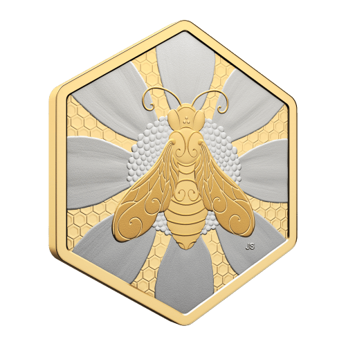1 oz 2025 Natures Delight: The Honey Bee Honeycomb Shaped Silver Coin | Royal Canadian Mint