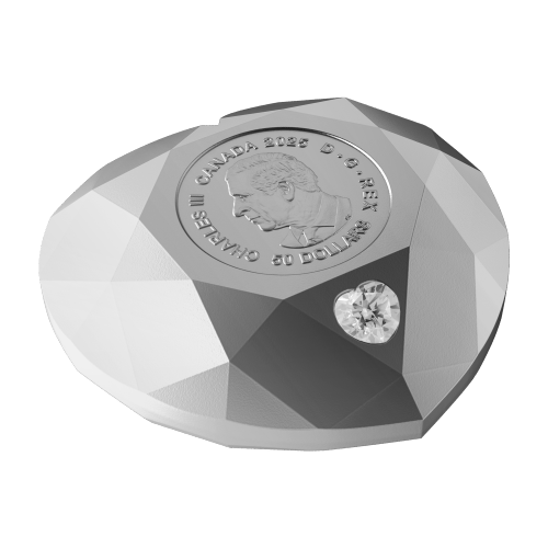 2025 Ideal Cut Heart Shaped Diamond Heart Shaped Silver Coin | Royal Canadian Mint