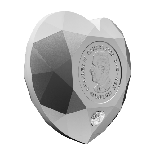 2025 Ideal Cut Heart Shaped Diamond Heart Shaped Silver Coin | Royal Canadian Mint