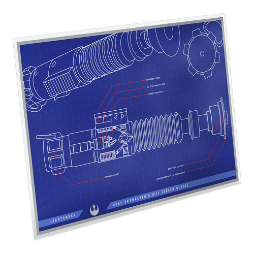 1 oz 2025 Star Wars Blueprint Series: Luke Skywalker's Lightsaber Silver Foil | Agoro by New Zealand Mint