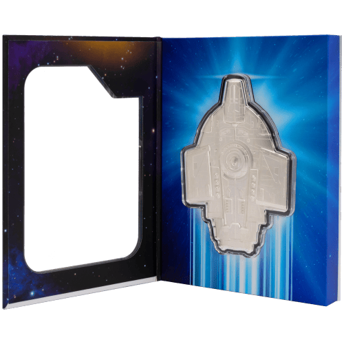 3 oz 2025 Star Trek Ships Series: U.S.S. Defiant Shaped Silver Coin | Agoro by New Zealand Mint