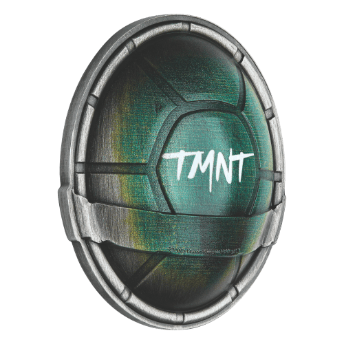 1.5 oz 2025 Teenage Mutant Ninja Turtle Domed Shell Shaped Antiqued Silver Coin | Perth Mint