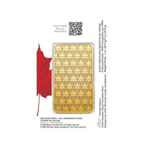 1 oz 2025 Proudly Canadian Special Edition Gold Bar | Royal Canadian Mint