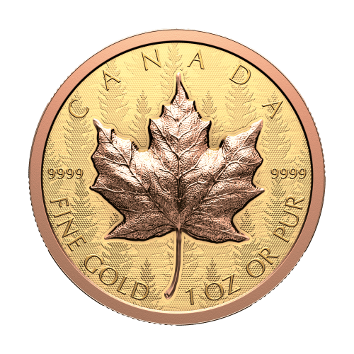 1 oz 2025 Ultra High Relief Maple Leaf Rose Gold Plated Reverse Proof Gold Coin | Royal Canadian Mint