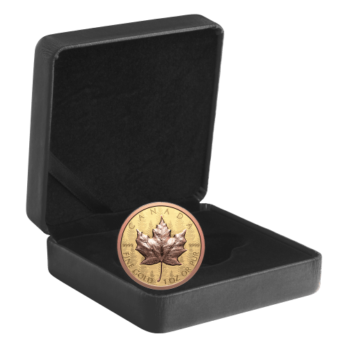 1 oz 2025 Ultra High Relief Maple Leaf Rose Gold Plated Reverse Proof Gold Coin | Royal Canadian Mint