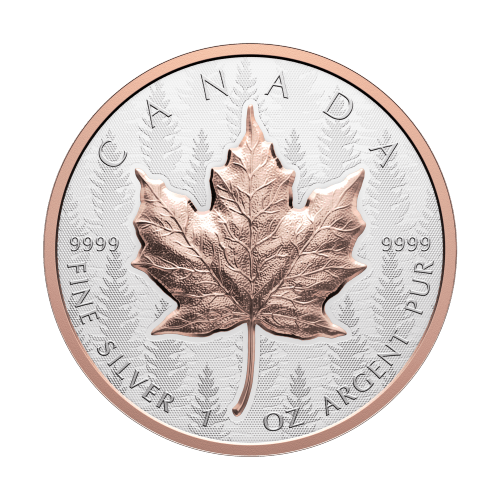 1 oz 2025 Ultra High Relief Maple Leaf Rose Gold Plated Reverse Proof Silver Coin | Royal Canadian Mint