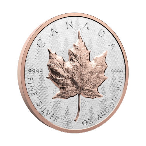 1 oz 2025 Ultra High Relief Maple Leaf Rose Gold Plated Reverse Proof Silver Coin | Royal Canadian Mint