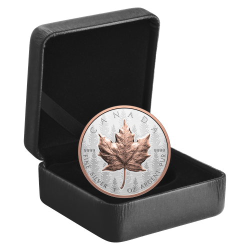 1 oz 2025 Ultra High Relief Maple Leaf Rose Gold Plated Reverse Proof Silver Coin | Royal Canadian Mint