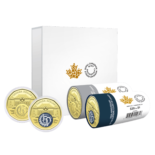 Set of x 2 2025 150th Anniversary of The Supreme Court of Canada $1 Coin Rolls Box Set | Royal Canadian Mint