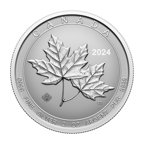 2 oz 2024 Twin Maple Leaves Silver Coin | Royal Canadian Mint