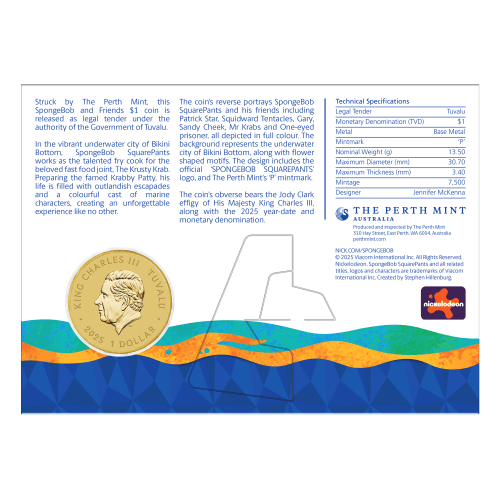 $1 2025 SpongeBob SquarePants: SpongeBob and Friends Coin in Card | Perth Mint