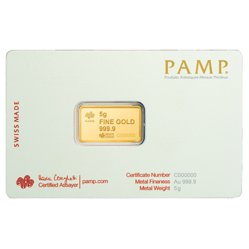 5 gram 2025 American the Free: Liberty Bell Gold Bar | PAMP Suisse