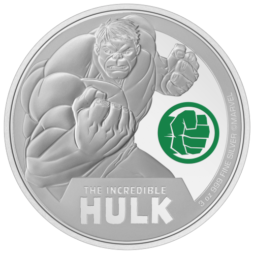 3 oz 2024 Marvel Classic: Incredible Hulk Colourized Silver Coin | Agoro by New Zealand Mint