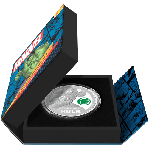 3 oz 2024 Marvel Classic: Incredible Hulk Colourized Silver Coin | Agoro by New Zealand Mint