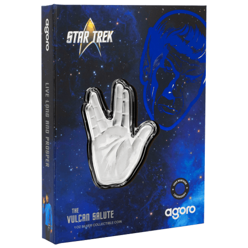1 oz Star Trek: Vulcan Salute Shaped Silver Coin | Agoro by New Zealand Mint