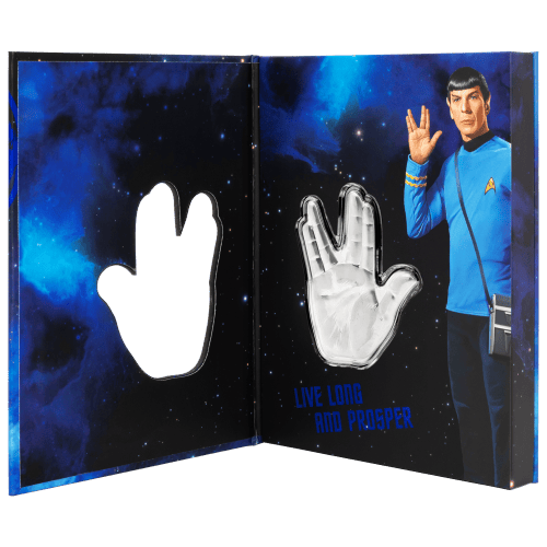 1 oz Star Trek: Vulcan Salute Shaped Silver Coin | Agoro by New Zealand Mint