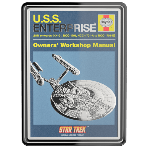 1 oz Star Trek: U.S.S. Enterprise NCC-1701 Owners Manual Colourized Silver Coin | Agoro by New Zealand Mint