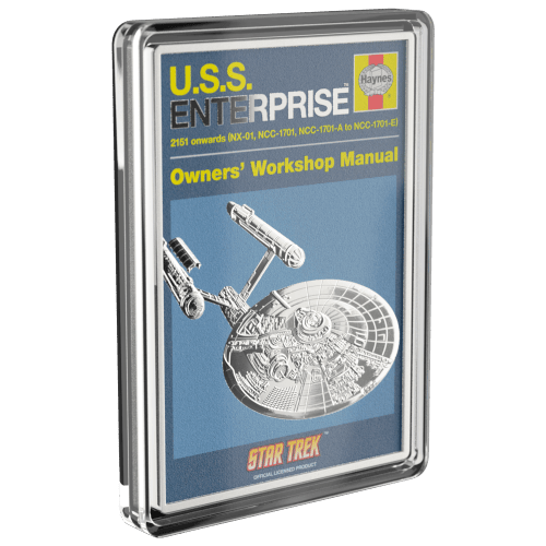 1 oz Star Trek: U.S.S. Enterprise NCC-1701 Owners Manual Colourized Silver Coin | Agoro by New Zealand Mint