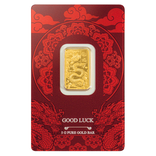 5 gram 2025 Good Luck: Yellow Dragon Gold Bar | PAMP Suisse