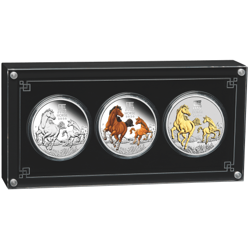 Set of 3 x 1 oz 2026 Lunar Year of the Horse Silver Coins | Perth