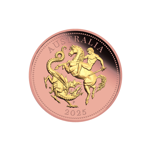 2025 Five Sovereign Rose Gold Plated Reverse Gilded Proof Gold Coin | Perth Mint