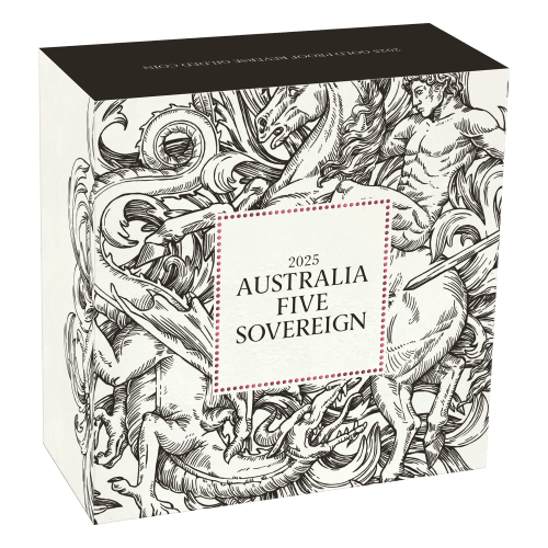 2025 Five Sovereign Rose Gold Plated Reverse Gilded Proof Gold Coin | Perth Mint