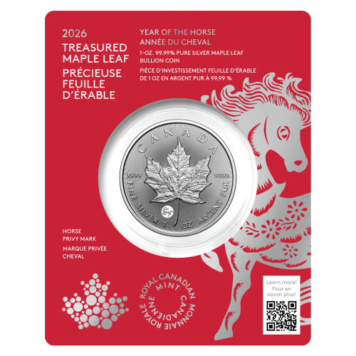 1 oz 2026 Treasured Maple Leaf: Lunar Year of The Horse Privy Mark Silver Coin | Royal Canadian Mint