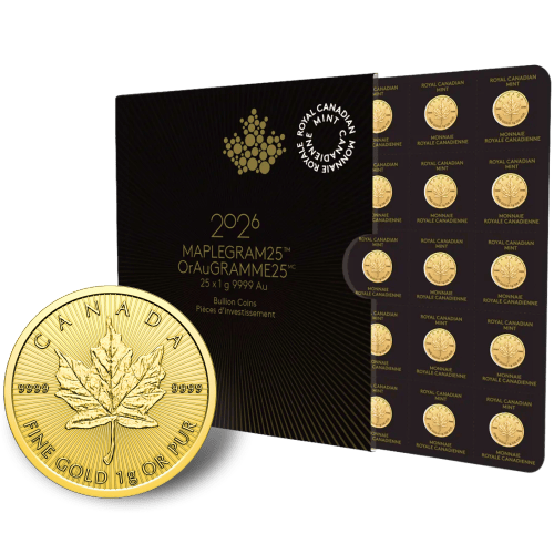 25 gram (25 x 1 g) 2026 MapleGram Sheet of Gold Coins | Royal Canadian Mint
