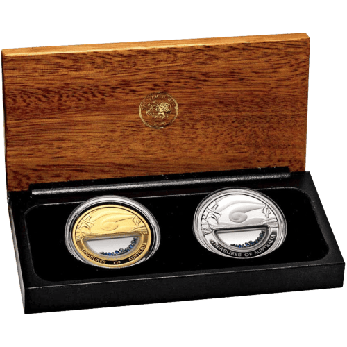 Set of 2 x 1 oz 2007 Treasures Of Australia: Sapphires Proof Gold and Silver Coins | Perth Mint