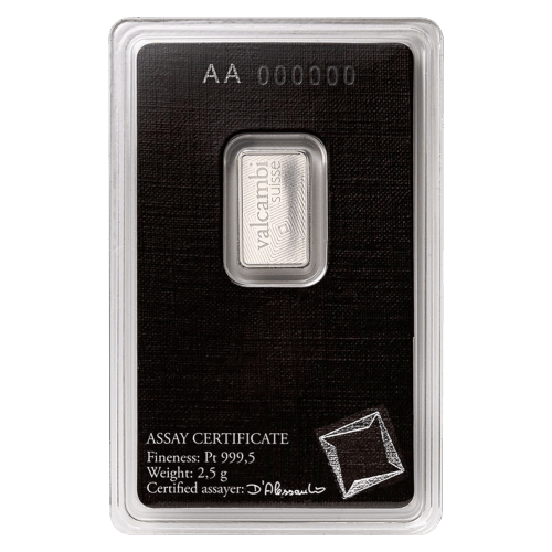 2.5 gram Platinum Bar | Valcambi | Silver Gold Bull Canada