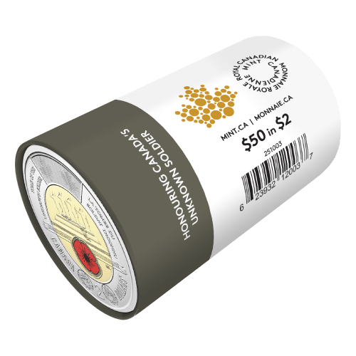 2025 Honouring Canada's Unknown Soldier Colourized $2 Coin Roll | Royal Canadian Mint