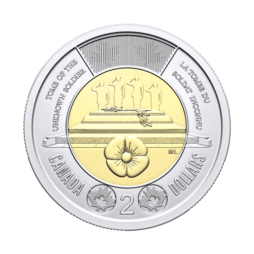 2025 Honouring Canada's Unknown Soldier Non Colourized $2 Coin Roll | Royal Canadian Mint