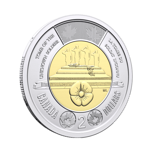 2025 Honouring Canada's Unknown Soldier Non Colourized $2 Coin Roll | Royal Canadian Mint