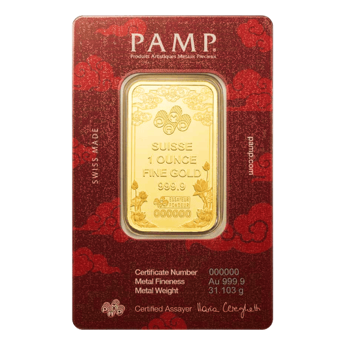 1 oz 2025 Good Luck: Yellow Dragon Gold Bar | PAMP Suisse | Silver