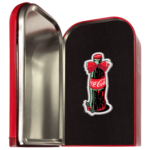 1 oz Holiday Coca-Cola Bottle Colourized Shaped Silver Coin | PAMP Suisse