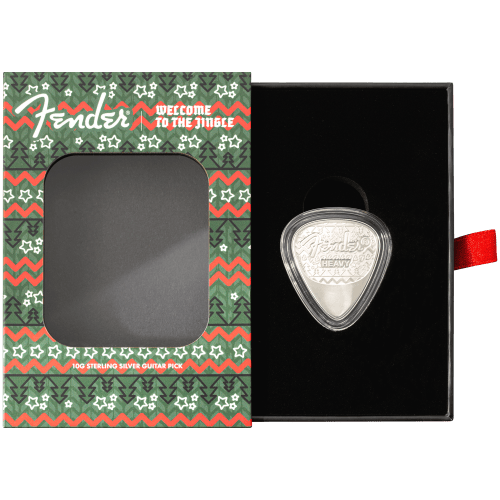 10 gram Fender Holiday Guitar Pick Shaped Sterling Silver Coin | PAMP Suisse