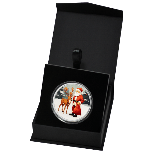 1 oz Santa's Workshop Colourized Silver Round | PAMP Suisse