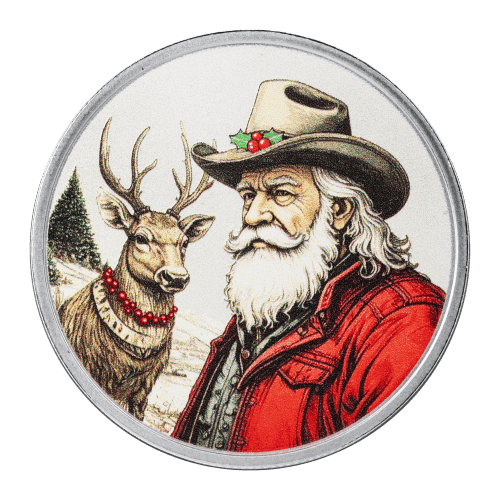 1 oz Western Santa Colourized Silver Round | PAMP Suisse