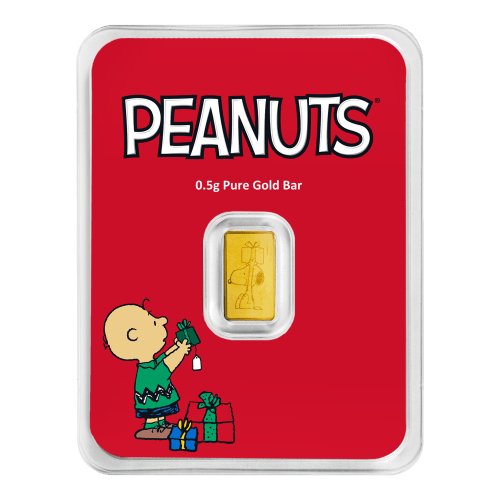 0.5 gram Peanuts: Charlie Brown and Snoopy Christmas Gold Bar | PAMP Suisse
