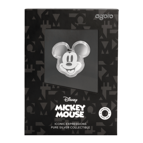 1/2 oz Disney Iconic Expressions: Mickey Mouse Shaped Proof Silver Coin | Agoro by New Zealand Mint