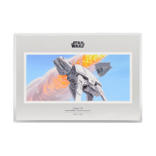 1 oz Star Wars Concept Art: Imperial Walker and Snowspeeder Colourized Silver Foil | Agoro by New Zealand Mint