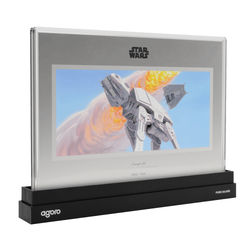 1 oz Star Wars Concept Art: Imperial Walker and Snowspeeder Colourized Silver Foil | Agoro by New Zealand Mint