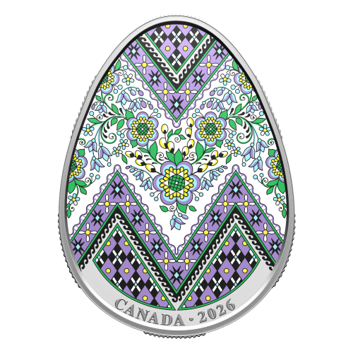 銀杯180g +925 1 oz 2026 Pysanka Egg Shaped Colourized Proof Silver Coin | Royal
