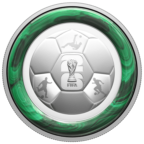 5 oz 2026 FIFA World Cup: The Trophy Colourized Proof Malachite Ring Silver Coin | Royal Canadian Mint
