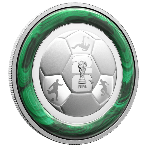 5 oz 2026 FIFA World Cup: The Trophy Colourized Proof Malachite Ring Silver Coin | Royal Canadian Mint