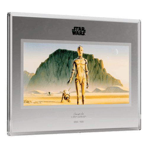 1 oz Star Wars Concept Art: C-3PO and R2D2 Colourized Silver Foil | Agoro by New Zealand Mint